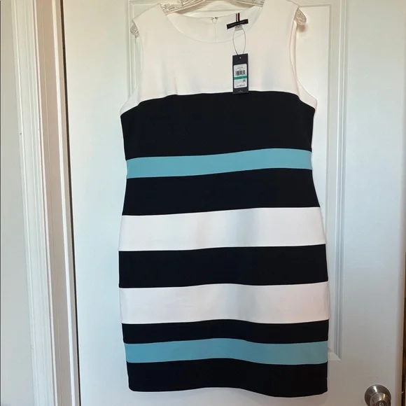 NWT gorgeous Tommy Hilfiger sleeveless striped dress Size 16 hidden zipper - Picture 10 of 10